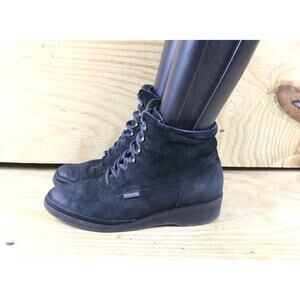 Mephisto Boots Womens 9 Black Suede Air Jet Lace Up Ankle Bootie Combat Shoes